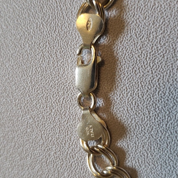 Double Link Sterling Silver Italian Made Bracelet - Picture 5 of 7